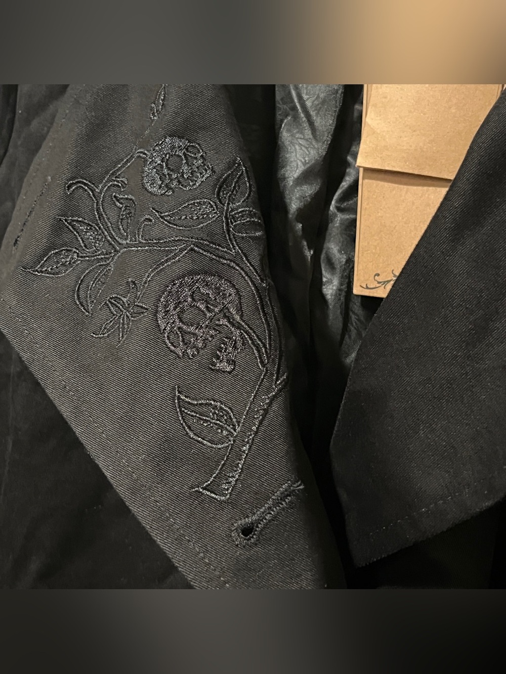 NWT Disturbia Poe Embroidered Black Belted Trench Coat Sz 8 Goth Grunge - Picture 11 of 15